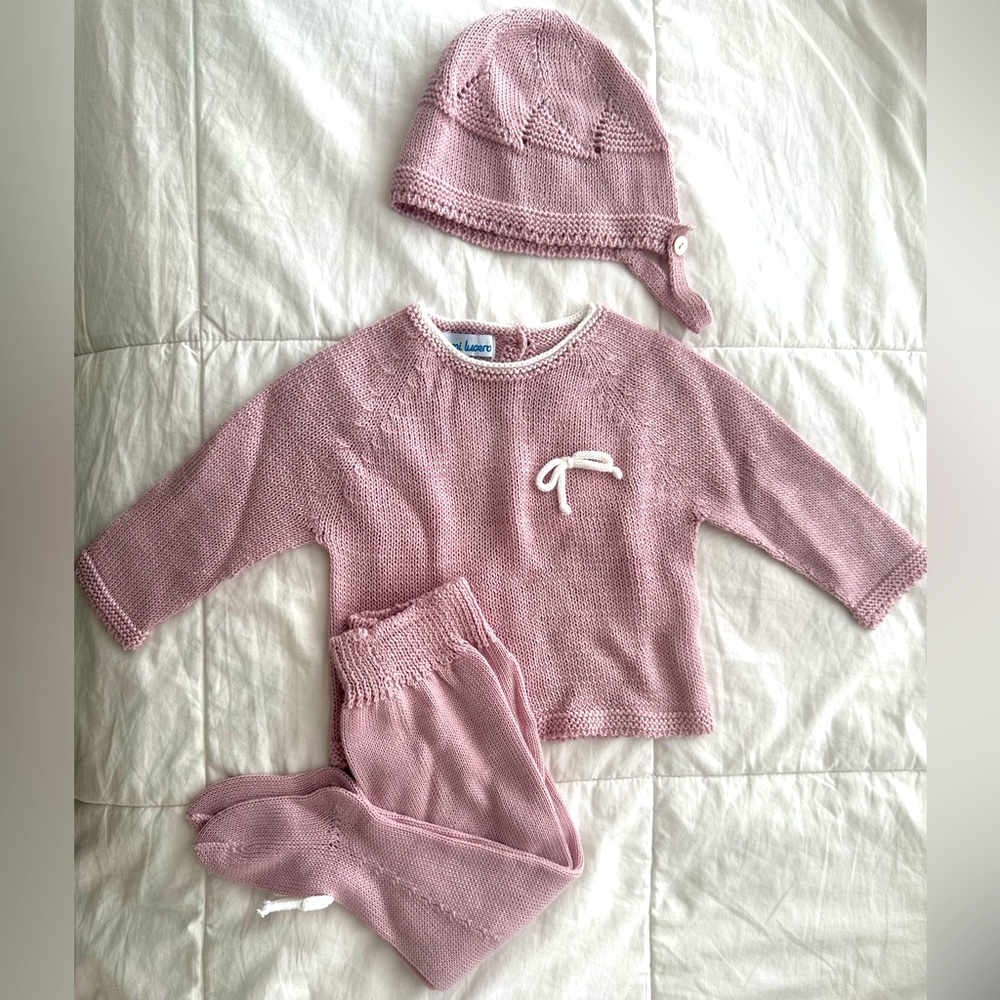 Going Home Set- 0m knit set pique in Blush